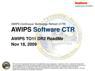 AWIPS Continuous Technology Refresh (CTR) AWIPS Software CTR