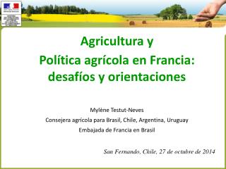 Agricultura y Política agrícola en Francia: desafíos y orientaciones Mylène Testut- Neves