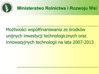 Ministerstwo Rolnictwa i Rozwoju Wsi