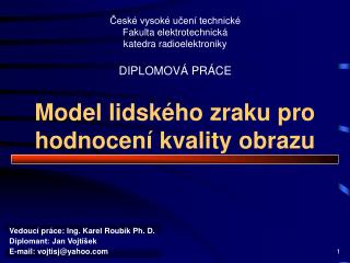Model lidského zraku pro hodnocení kvality obrazu