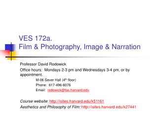 VES 172a. Film &amp; Photography, Image &amp; Narration