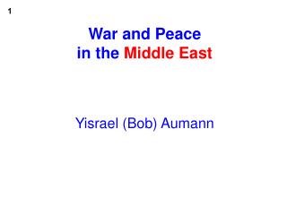 War and Peace in the Middle East