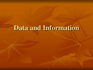 Data and Information