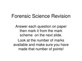 Forensic Science Revision