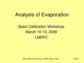 Analysis of Evaporation