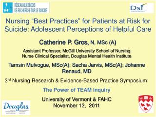 Nursing “Best Practices” for Patients at Risk for Suicide: Adolescent Perceptions of Helpful Care