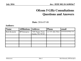 Ofcom 5 GHz Consultations Questions and Answers
