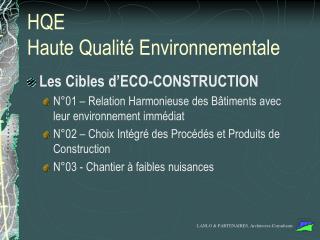 HQE Haute Qualité Environnementale