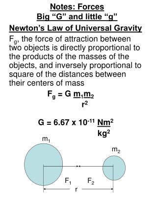 Notes: Forces Big “G” and little “g”
