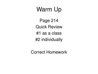 Warm Up