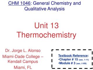 Unit 13 Thermochemistry