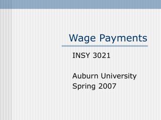 Wage Payments