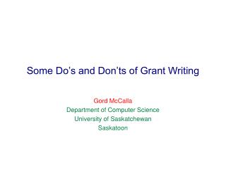 Some Do’s and Don’ts of Grant Writing