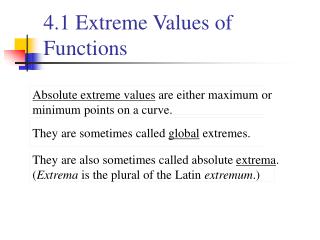 4.1 Extreme Values of Functions