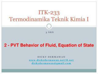 ITK-233 Termodinamika Teknik Kimia I