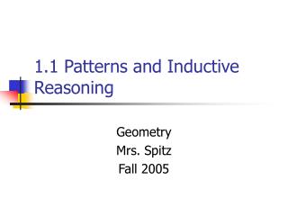 1.1 Patterns and Inductive Reasoning