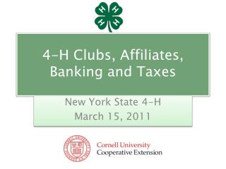 4-H Clubs, Affiliates, Banking and Taxes