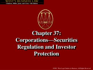 Chapter 37: Corporations—Securities Regulation and Investor Protection