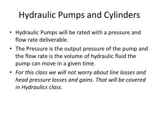 Hydraulic Pumps and Cylinders