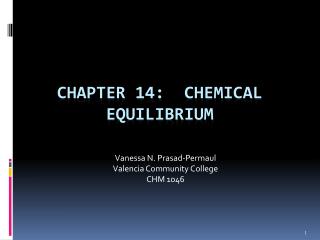 Chapter 14: Chemical Equilibrium