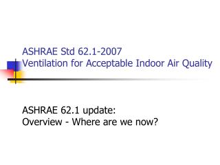 ASHRAE Std 62 update An Outline