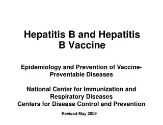 Hepatitis B and Hepatitis B Vaccine