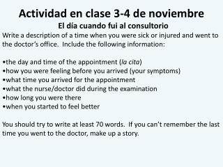 Actividad en clase 3-4 de noviembre