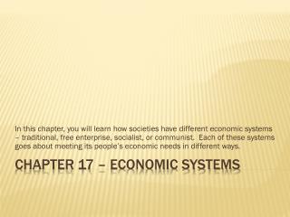 Chapter 17 – Economic Systems