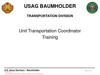 Unit Transportation Coordinator Training