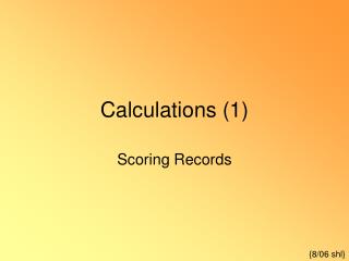 Calculations (1)