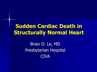 Sudden Cardiac Death in Structurally Normal Heart