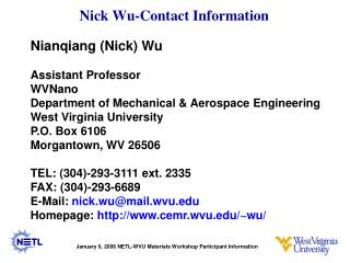 Nick Wu-Contact Information