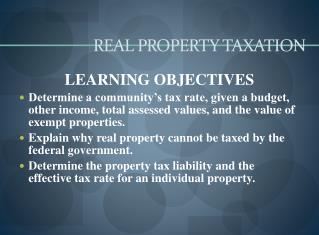 REAL PROPERTY TAXATION