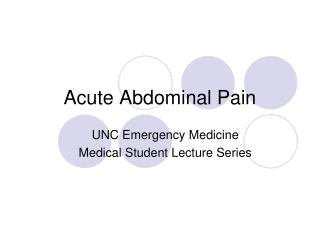 Acute Abdominal Pain
