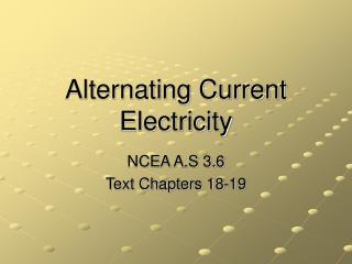 Alternating Current Electricity