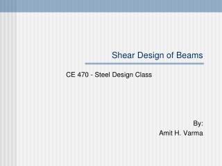 Shear Design of Beams