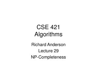 CSE 421 Algorithms