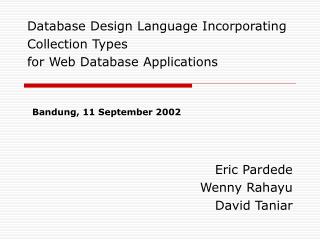 Database Design Language Incorporating Collection Types for Web Database Applications