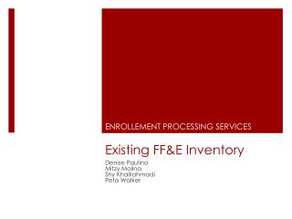 Existing FF&amp;E Inventory