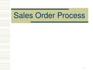 Sales Order Process