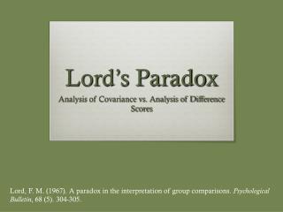 Lord’s Paradox