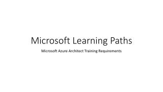 Microsoft Learning Paths