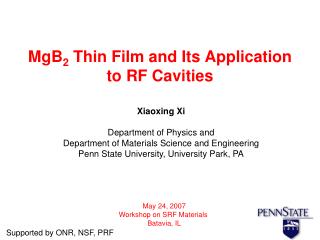 MgB 2 Thin Film and Its Application to RF Cavities