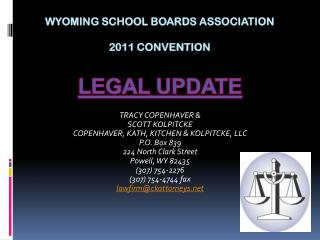 WYOMING SCHOOL BOARDS ASSOCIATION 2011 Convention