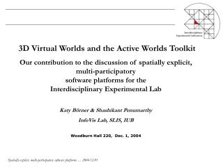 3D Virtual Worlds and the Active Worlds Toolkit