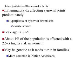 Joints (arthritis) – Rheumatoid arthritis