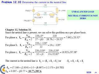Problem 1 2 . 10 Determine the current in the neutral line.