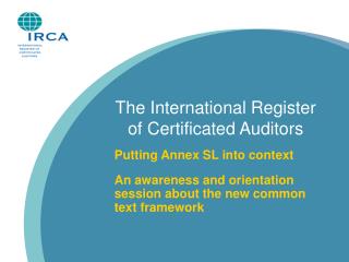 The International Register of Certificated Auditors