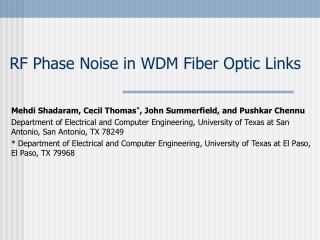 RF Phase Noise in WDM Fiber Optic Links