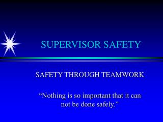 SUPERVISOR SAFETY